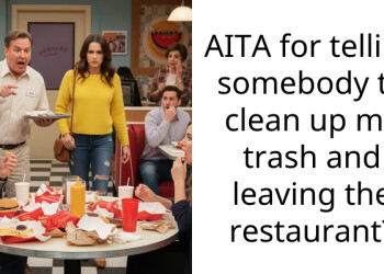 AITA for telling somebody to clean up my trash and leaving the restaurant?