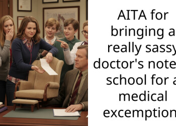 AITA for bringing a really sa*sy doctor’s note to school for a medical excemption?