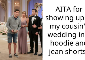 AITA for showing up at my cousin’s wedding in a hoodie and jean shorts?
