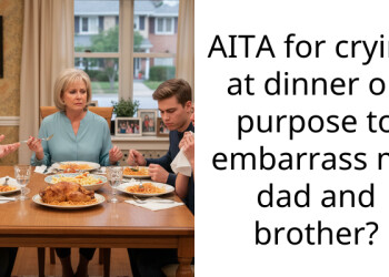 AITA for crying at dinner on purpose to embarra*s my dad and brother?