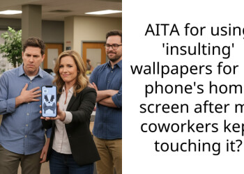 AITA for using ‘insulting’ wallpapers for my phone’s home screen after my coworkers kept touching it?