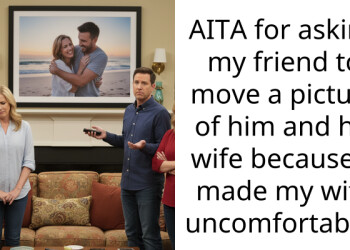 My friend is kicking us out because my wife refused to look at his wedding photo