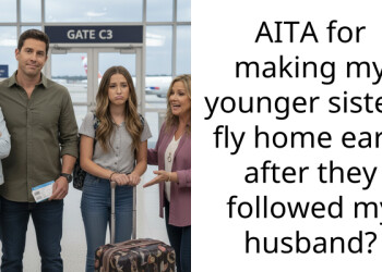 AITA for making my younger sisters fly home early after they followed my husband?