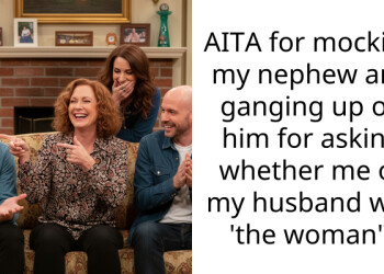 AITA for mocking my nephew and ganging up on him for asking whether me or my husband was ‘the woman’?