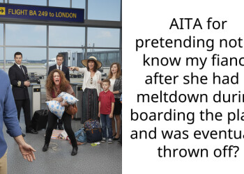 AITA for pretending not to know my fiancé after she had a meltdown during boarding the plane and was eventually thrown off?
