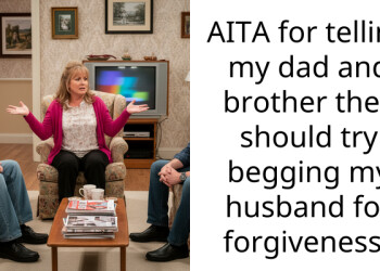 AITA for telling my dad and brother they should try begging my husband for forgiveness?