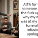 AITA for telling someone to shut the f**k up about why my mother was at my father’s funeral and refusing to apologise?