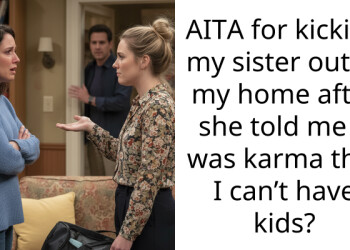 AITA for kicking my sister out of my home after she told me it was karma that I can’t have kids?