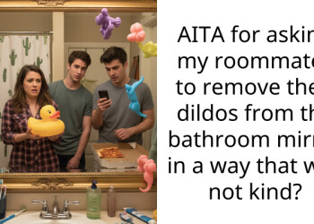 AITA for asking my roommates to remove their d**dos from the bathroom mirror in a way that was not kind?