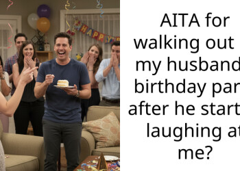 AITA for walking out of my husband’s birthday party after he started laughing at me?