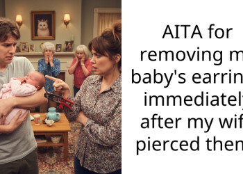 AITA for removing my baby’s earrings immediately after my wife pierced them?