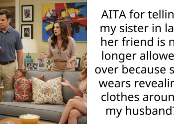 AITA for telling my sister in law her friend is no longer allowed over because she wears revealing clothes around my husband?