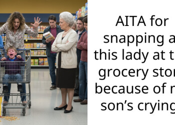 AITA for snapping at this lady at the grocery store because of my son’s crying?