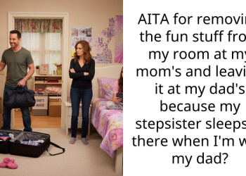 AITA for removing the fun stuff from my room at my mom’s and leaving it at my dad’s because my stepsister sleeps in there when I’m with my dad?