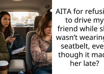 AITA for refusing to drive my friend while she wasn’t wearing a seatbelt, even though it made her late?