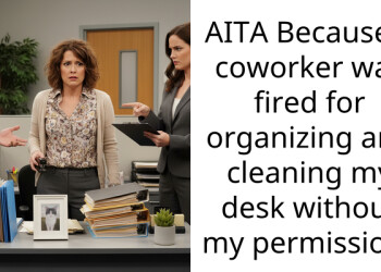 AITA Because a coworker was fired for organizing and cleaning my desk without my permission?