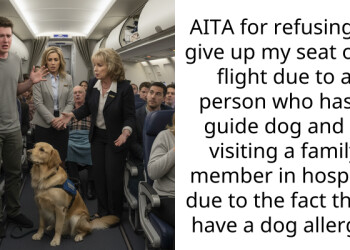 AITA for refusing to give up my seat on a flight due to a person who has a guide dog and is visiting a family member in hospital due to the fact that I have a dog allergy?
