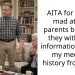 AITA for being mad at my parents because they withheld information about my medical history from me?