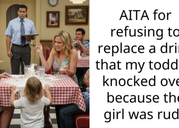 AITA for refusing to replace a drink that my toddler knocked over because the girl was rude