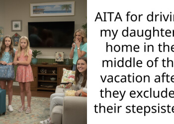 AITA for driving my daughters home in the middle of the vacation after they excluded their stepsister?