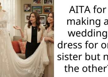 AITA for making a wedding dress for one sister but not the other?