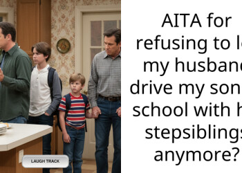 AITA for refusing to let my husband drive my son to school with his stepsiblings anymore?