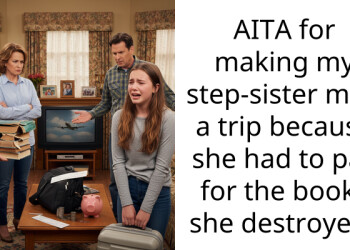 AITA for making my step-sister miss a trip because she had to pay for the books she destroyed?
