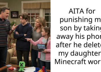 AITA for punishing my son by taking away his phone after he deleted my daughter’s Minecraft world?