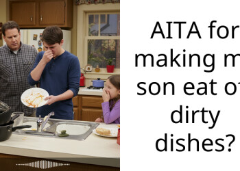 AITA for making my son eat off dirty dishes?