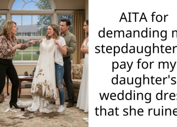 AITA for demanding my stepdaughter to pay for my daughter’s wedding dress that she ruined?