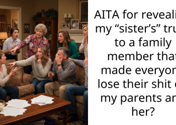 AITA for revealing my “sister’s” truth to a family member that made everyone lose their shit on my parents and her?