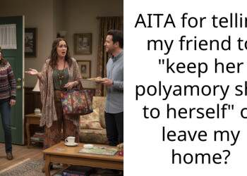 AITA for telling my friend to “keep her polyamory shit to herself” or leave my home?