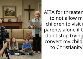AITA for threatening to not allow my children to visit my parents alone if they don’t stop trying to convert my children to Christianity?