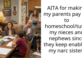 AITA for making my parents pay me to homeschool/tutor my nieces and nephews since they keep enabling my narc sister?