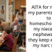 AITA for making my parents pay me to homeschool/tutor my nieces and nephews since they keep enabling my narc sister?