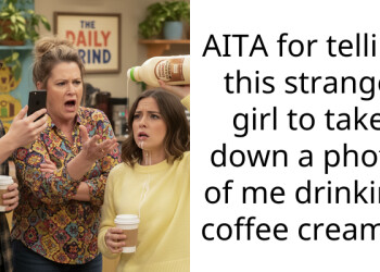 AITA for telling this strange girl to take down a photo of me drinking coffee creamer