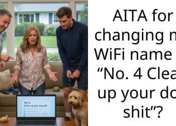 AITA for changing my WiFi name to “No. 4 Clean up your dog shit”?