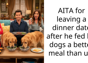 AITA for leaving a dinner date after he fed his dogs a better meal than us?