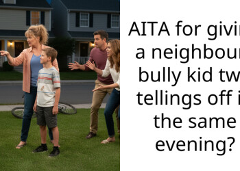 AITA for giving a neighbours bully kid two tellings off in the same evening?