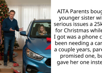 AITA Parents bought younger sister with serious issues a 25k car for Christmas while all I got was a phone case, been needing a car for a couple years, parents promised one, but gave her one instead