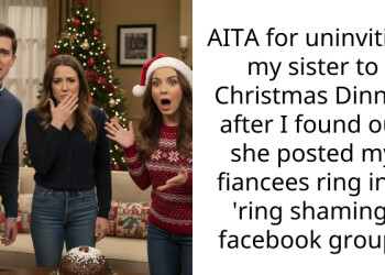 AITA for uninviting my sister to Christmas Dinner after I found out she posted my fiancees ring in a ‘ring shaming’ facebook group?