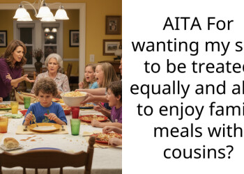 AITA For wanting my son to be treated equally and able to enjoy family meals with cousins?