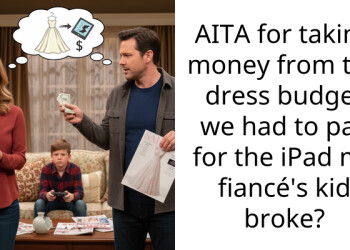 AITA for taking money from the dress budget we had to pay for the iPad my fiancé’s kid broke?