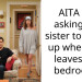 AITA for asking my sister to cover up when she leaves the bedroom?