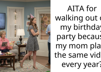 AITA for walking out on my birthday party because my mom plays the same video every year?