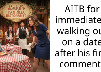 AITB for immediately walking out on a date after his first comment?