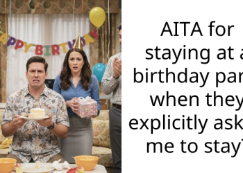 AITA for staying at a birthday party when they explicitly asked me to stay?