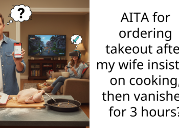 AITA for ordering takeout after my wife insisted on cooking, then vanished for 3 hours?