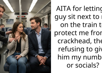 AITA for letting a guy sit next to me on the train to protect me from a crackhead, then refusing to give him my number or socials?