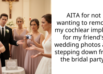 AITA for not wanting to remove my cochlear implant for my friend’s wedding photos and stepping down from the bridal party?